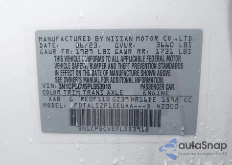 2023 Nissan Kicks Sv Xtronic Cvt from USA, damaged, VIN 3N1CP5CV5PL553918